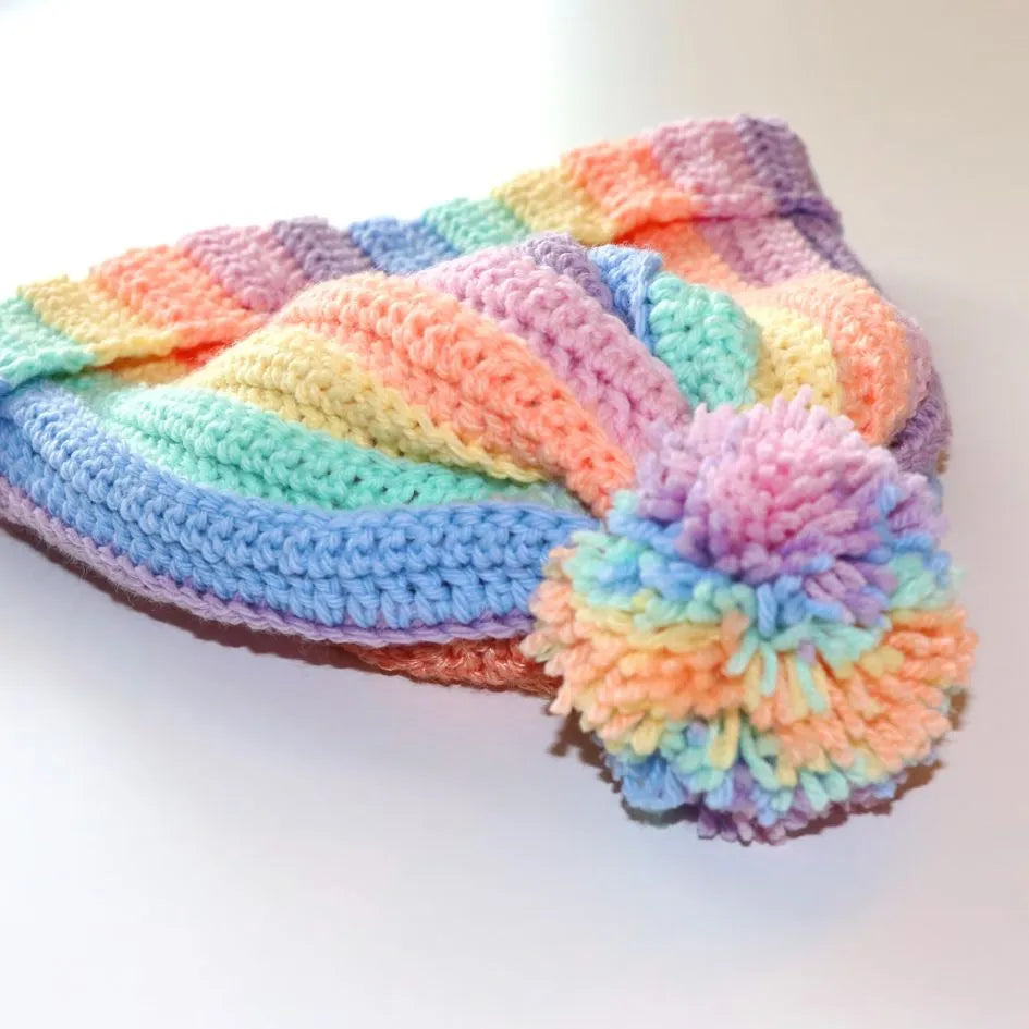 bobble hat & rainbow scarf crochet pattern