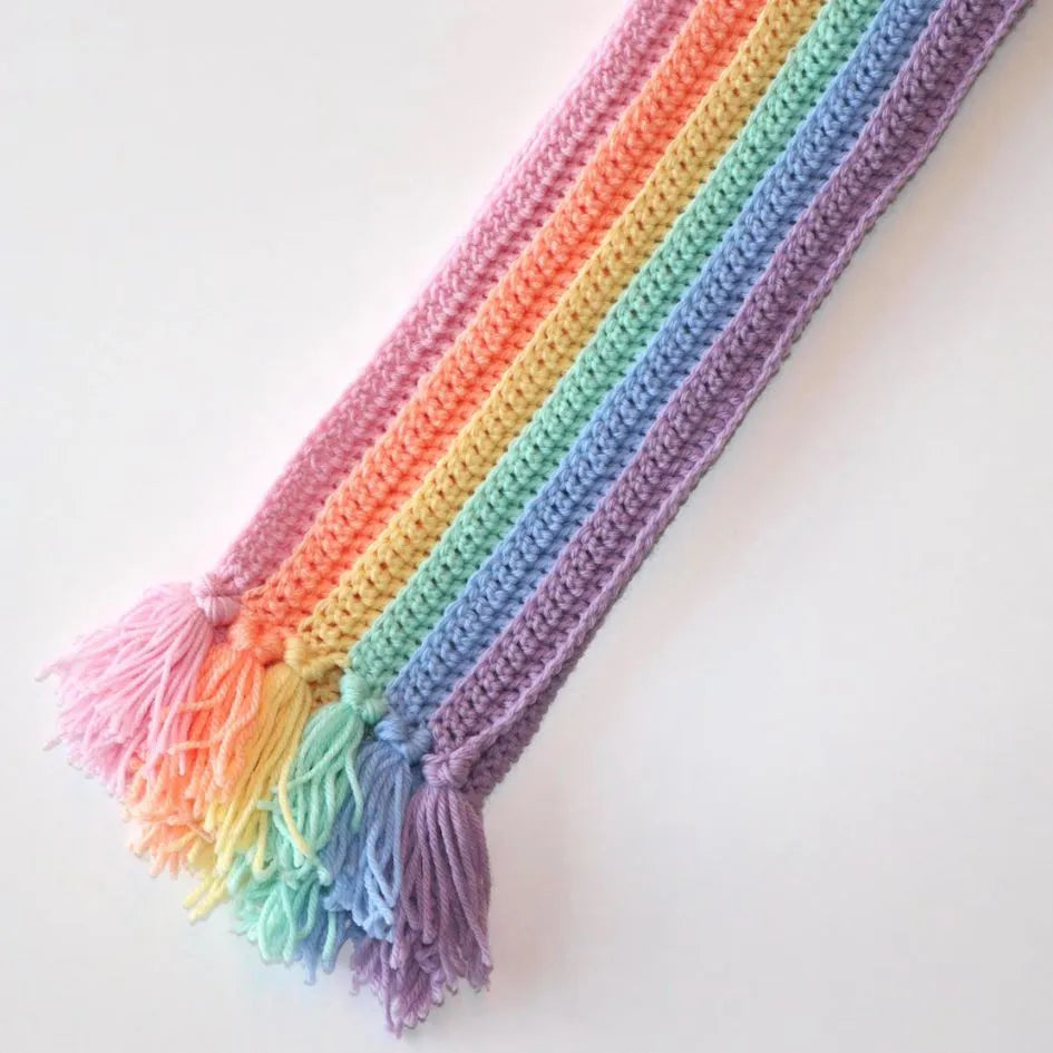 bobble hat & rainbow scarf crochet pattern
